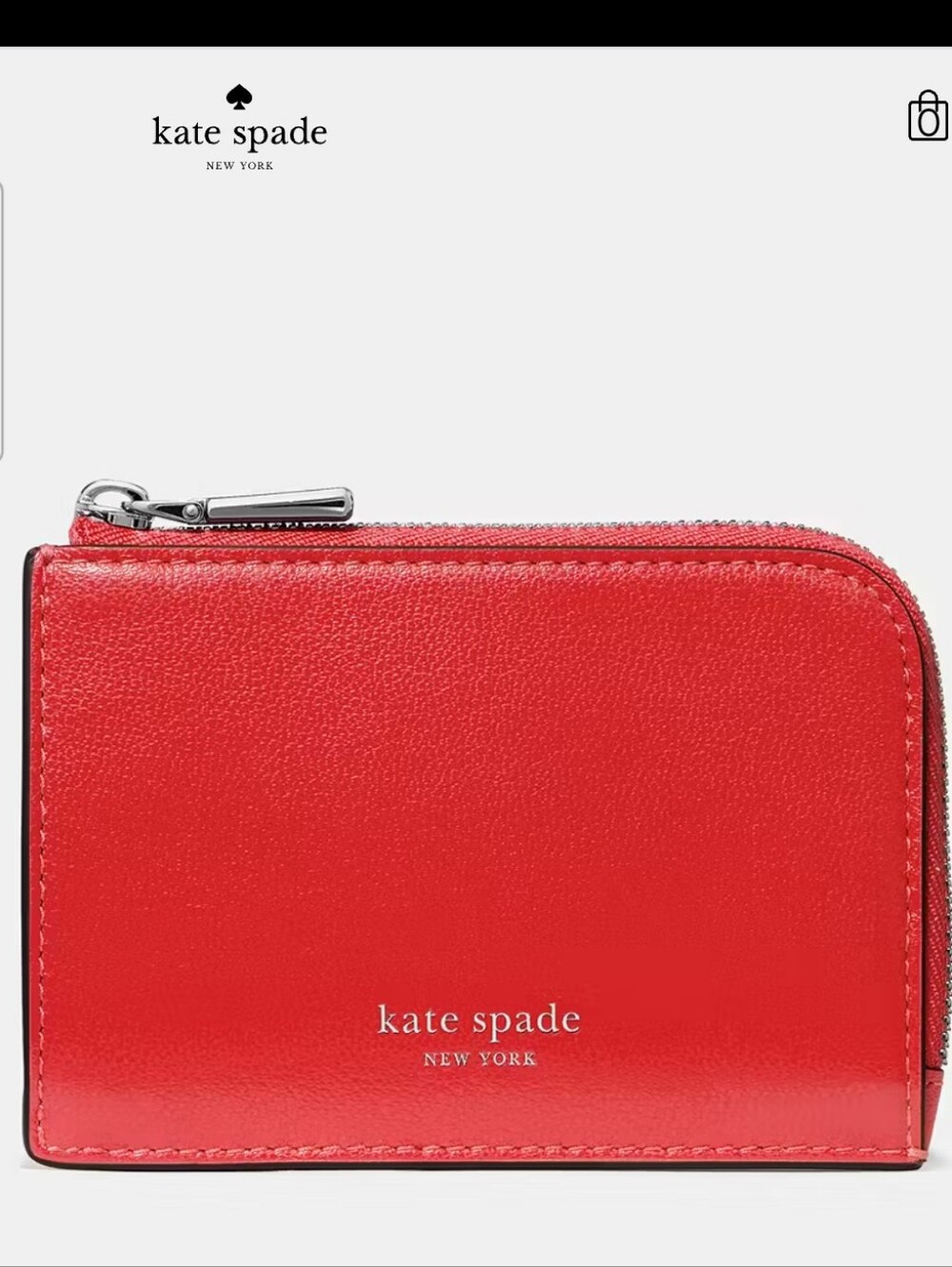 Kate Spade Apple Red Smooth Leather Mini Zip Card Case